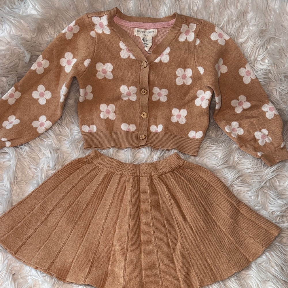 Brown Floral Kids Matching Set